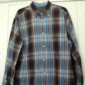 men's John Bartlett shirt multi color plaid L